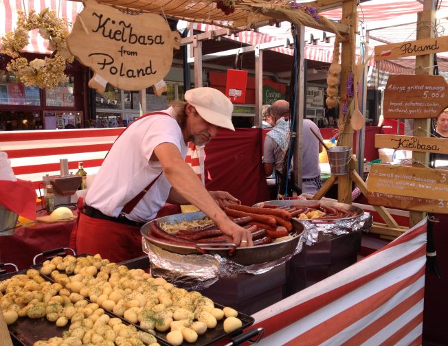 Fresh food in Camden Lock Market's West Yard in London