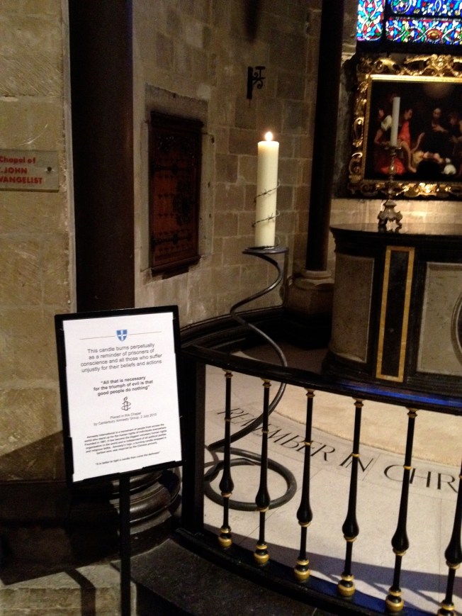 Prisoners' candle in Canterbury Cathedral