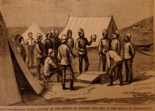 Auctioneering belongings of those killed at Islandwana (illustration from The Graphic of 1879)