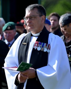 Rev Alan Steele MBE officiating at the D-Day services at Pegasus Bridge for this year's 70th anniversary