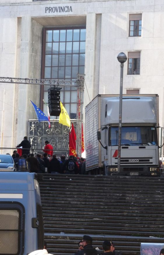 Unions outside main post office in Naples