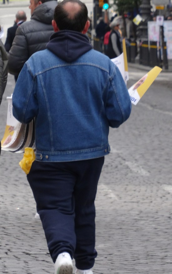 Flag seller in Naples at Pope's visit