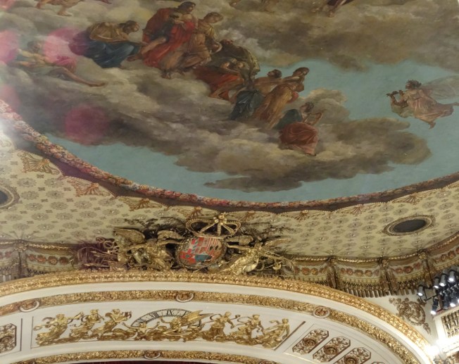 The painted ceiling of the Teatro di San Carlo, Naples, Italy