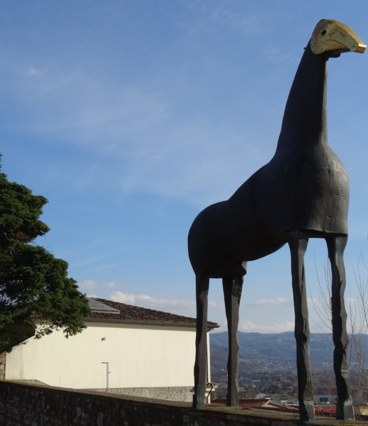 Mimmo Paladrino's horse in the Hortus Conclusus in Benevento