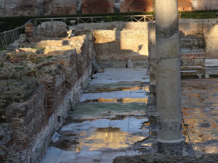 Pillar from the so-called Serapis of Pozzuoli showing the marks of tide and time