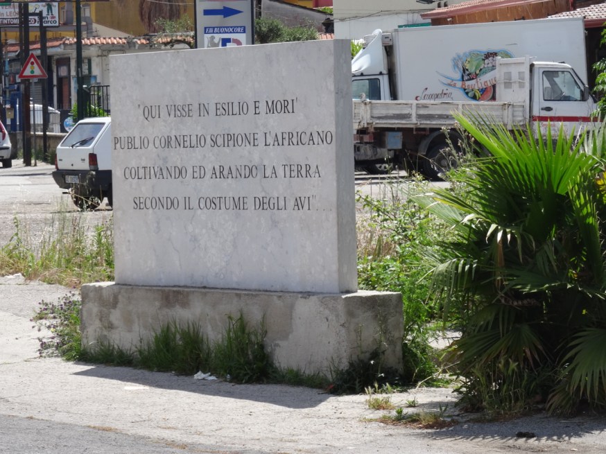 The stone to record that Publius Cornelius Scipio Africanus (236-184/3 B.C.) spent his last few years close to the shores of what is now 'Lago di Patria'