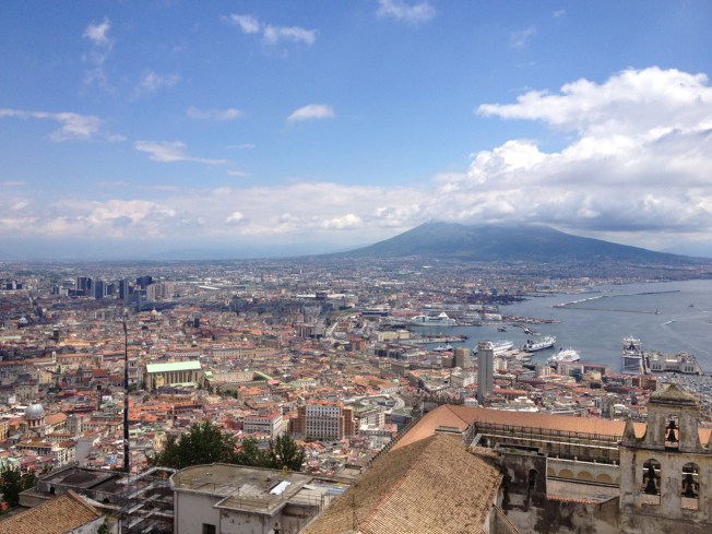 Views to Vesuvius with the straight Spaccanapoli cutting through on the left