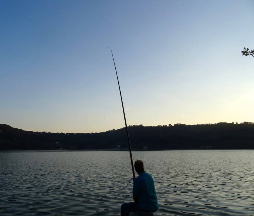 Evening fishing on Lago d'Averno