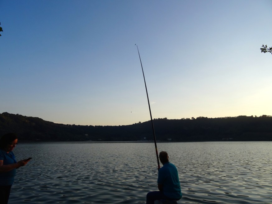 Evening fishing on Lago d'Averno