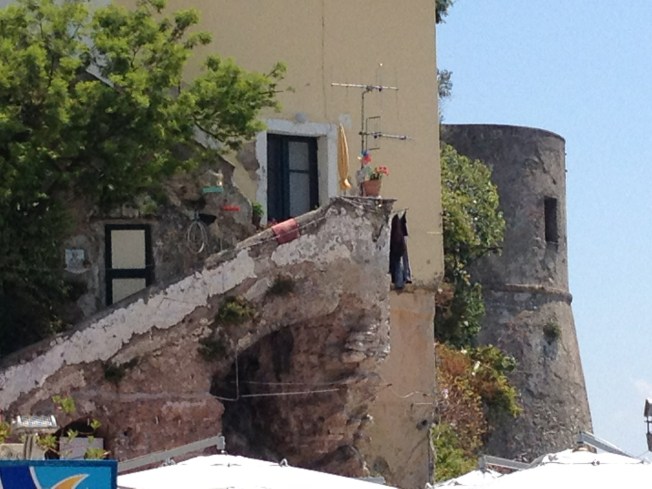 The old tower that guards the harbour at Cetara