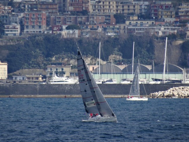 Pozzuoli in the background - the place to be was at sea.