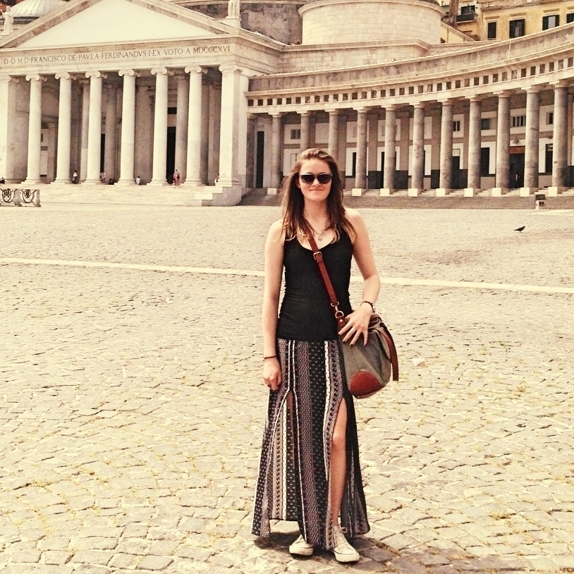 Photograph by Elizabeth Ahlefeldt:Eliza in the Piazza del Plebiscito in Naples, Italy