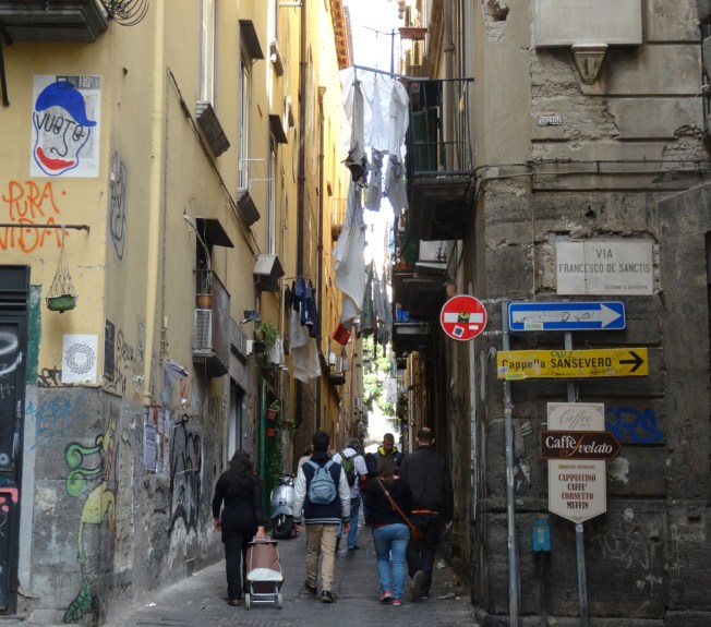 Street view in the old centre of Naples