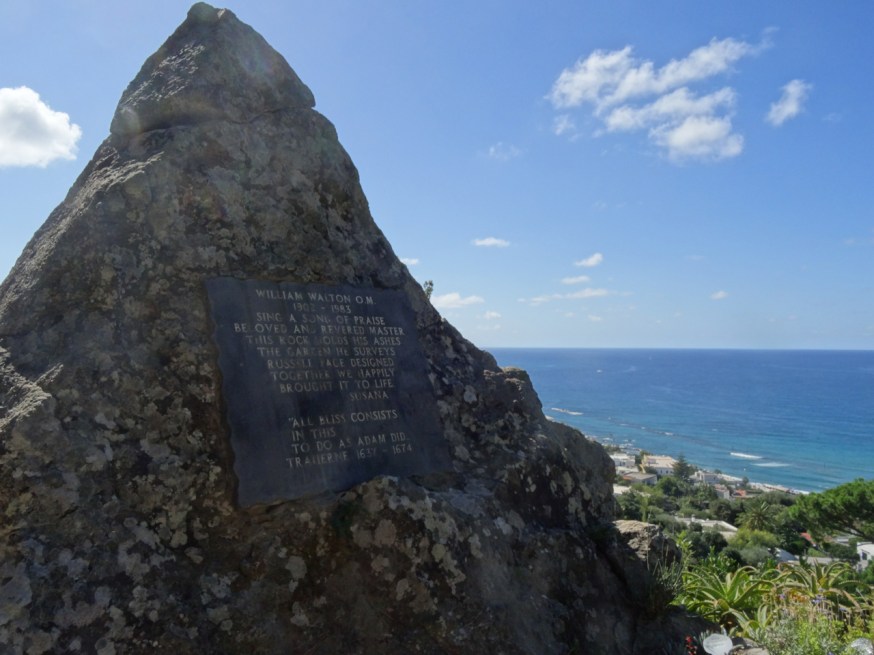The rock in La Mortella that contains the ashes of William Walton OM, the English composer born in Lancashire 1902 who died on Ischia in 1983. The husband of Suzana Walton whose dedication created La Mortella.