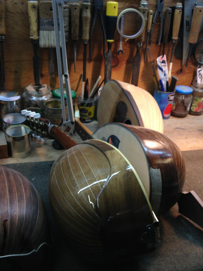 Mandolins - almost finished - in the 'Bottega del Mandolino' in Naples, Italy