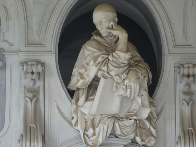 A carving in the cloisters of the Certosa di San Martino in Naples, Italy