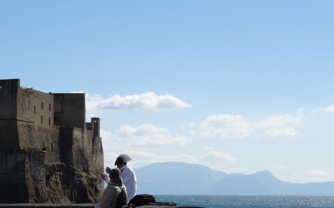 Pulcinella by the Castel dell'Ovo in Naples, Italy