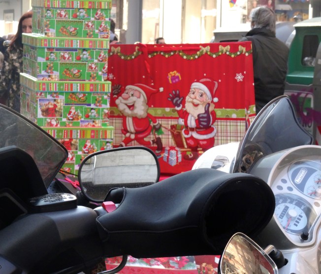 Christmas as seen on a corner off the Via Toledo in Naples, Italy