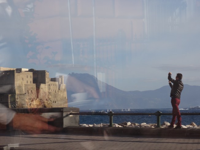 View from our table through glass