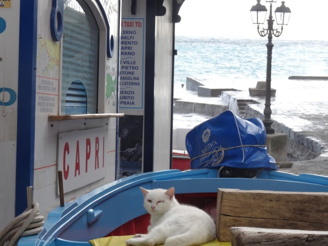 Winter sun in a quiet Positano on the Amalfi Coast, in Italy