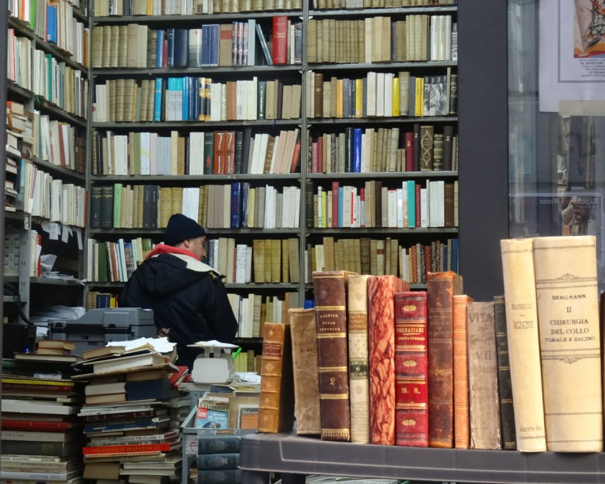 A bookseller in Naples, Italy