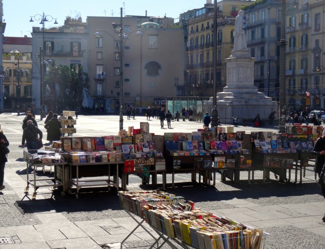 Bookstalls in Piazza Dante, Naples, Italy