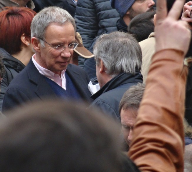 Sylvain Bellenger, in charge of the Capodimonte Museum in Naples, sports his white handkerchief