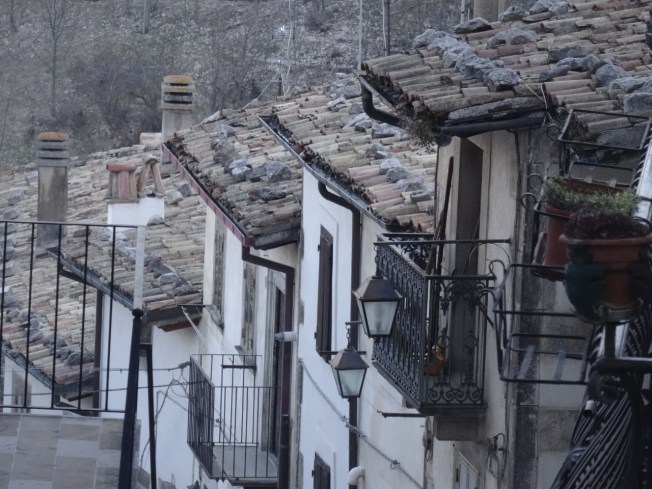 Roofs in the village of Pescocostanza in Abruzzo, Italy