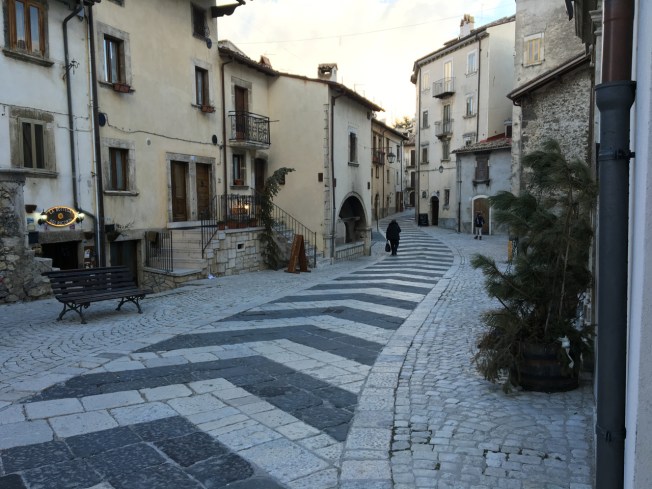 The streets in the old part of Pescocostanza in Abruzzo, Italy