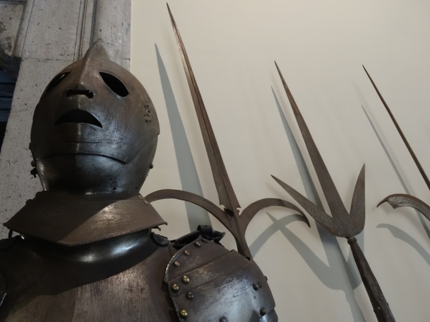 Displays of armour and weapons in the Museo Filangieri in Naples, Italy