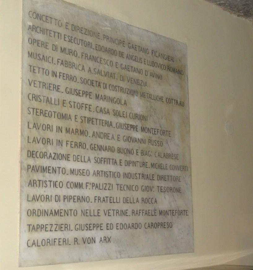 The Museo Filangieri gives recognition to those who helped with the furnishing and decoration of the museum