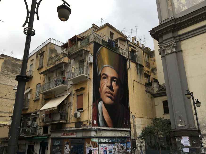 Mural of San Gennaro near the Duomo in Naples, Italy