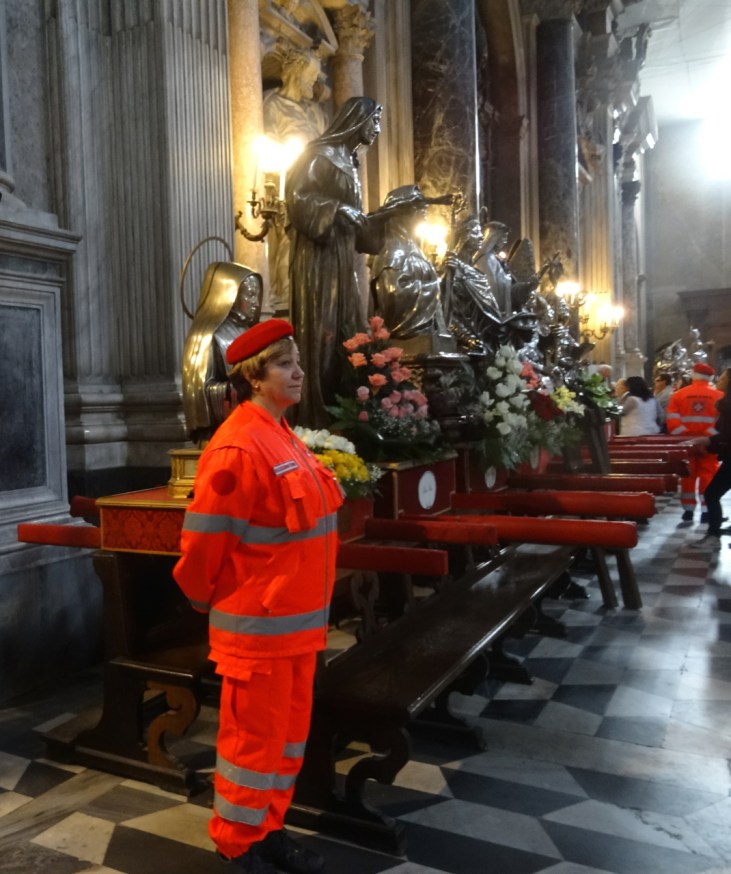 Waiting for the parade in the Duomo in Naples, Italy