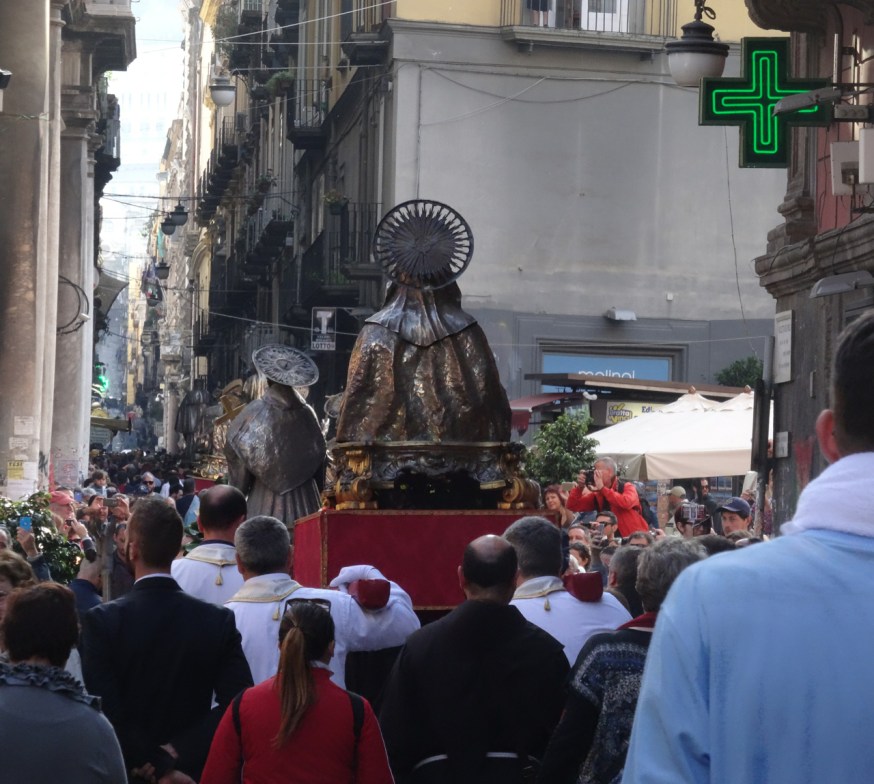 Accompanying the procession of saints through Naples, Italy