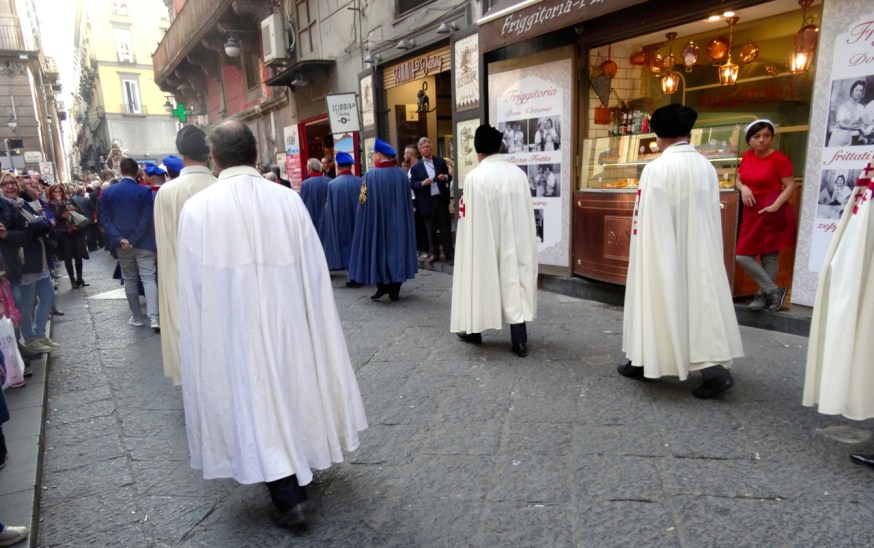 Accompanying the procession of saints through Naples, Italy