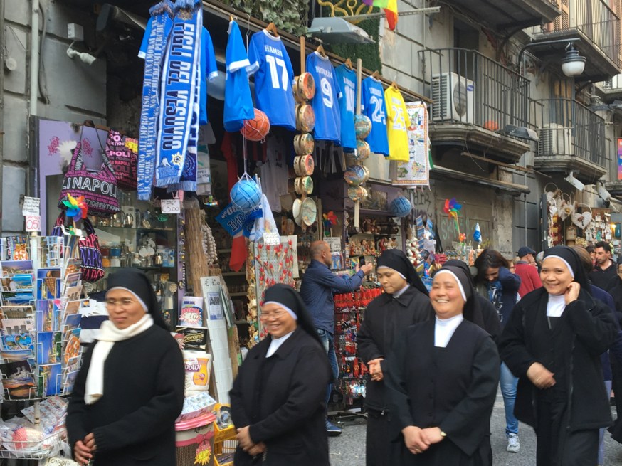 Accompanying the procession of saints through Naples, Italy