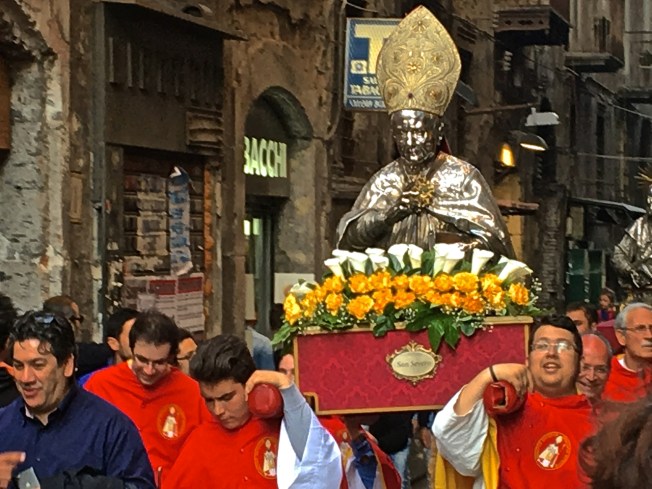 Saints processing through Naples, Italy