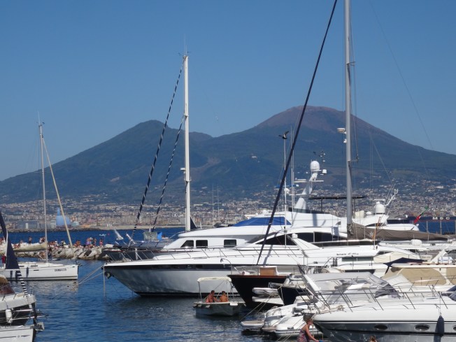 The view from our lunch spot in Naples, Italy where we celebrated the Queen's 90th birthday