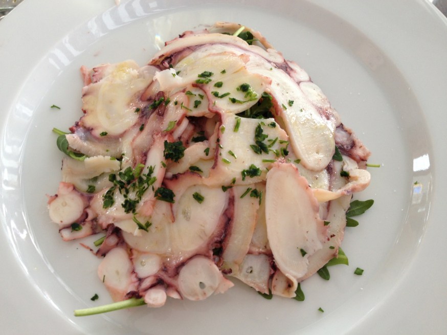 Octopus salad - starter served to us at the Circolo Canottieri Irno in Salerno