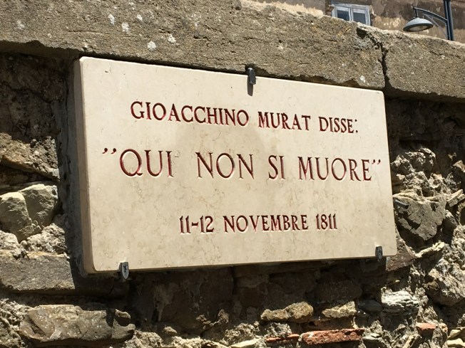 Plaque on the wall in Castellabate quoting Gioacchino Murat: 