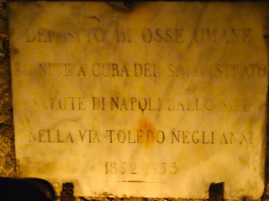 Details of remains moved into the Cimitero delle Fontanelle in Naples, Italy