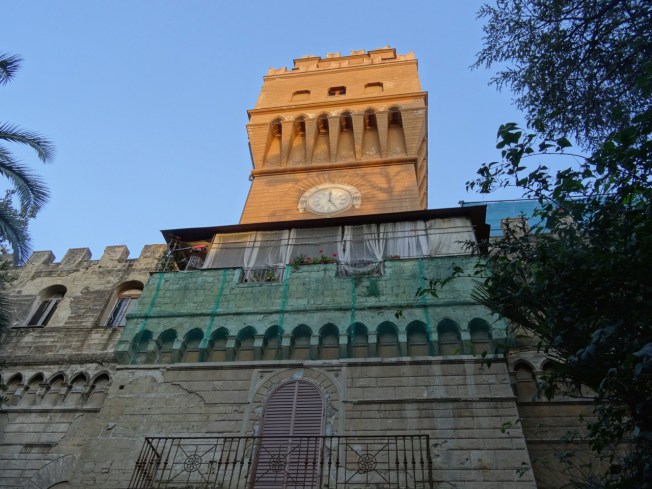 Looking up as we arrived at 'La Torre di Rò' (Torre del Palasciano) in Naples, Italy
