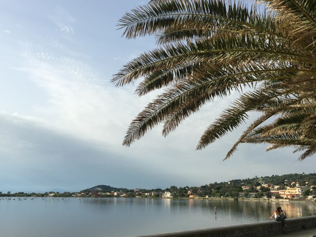 View across Lago Fusaro from Parco Vanvitelliano, by the bridge leading to La Casina Vanvitelliana