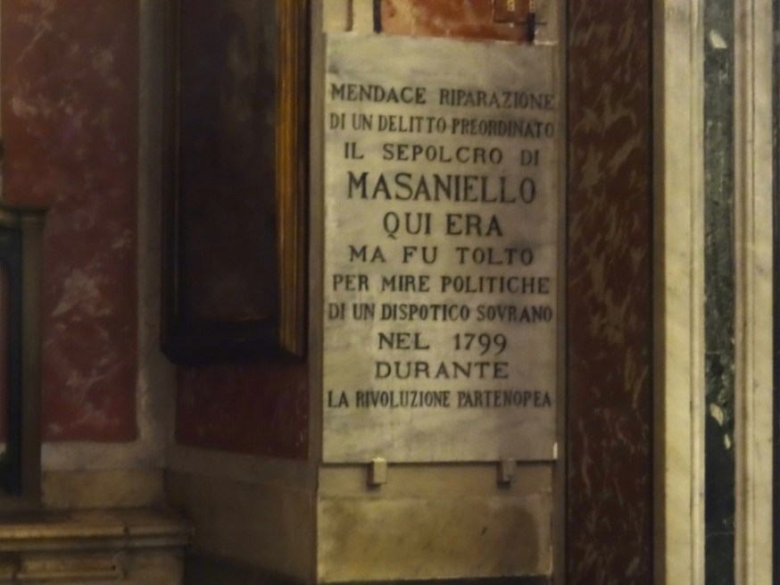 In memory of Masaniello in the Church of Santa Maria del Carmine in Naples, Italy