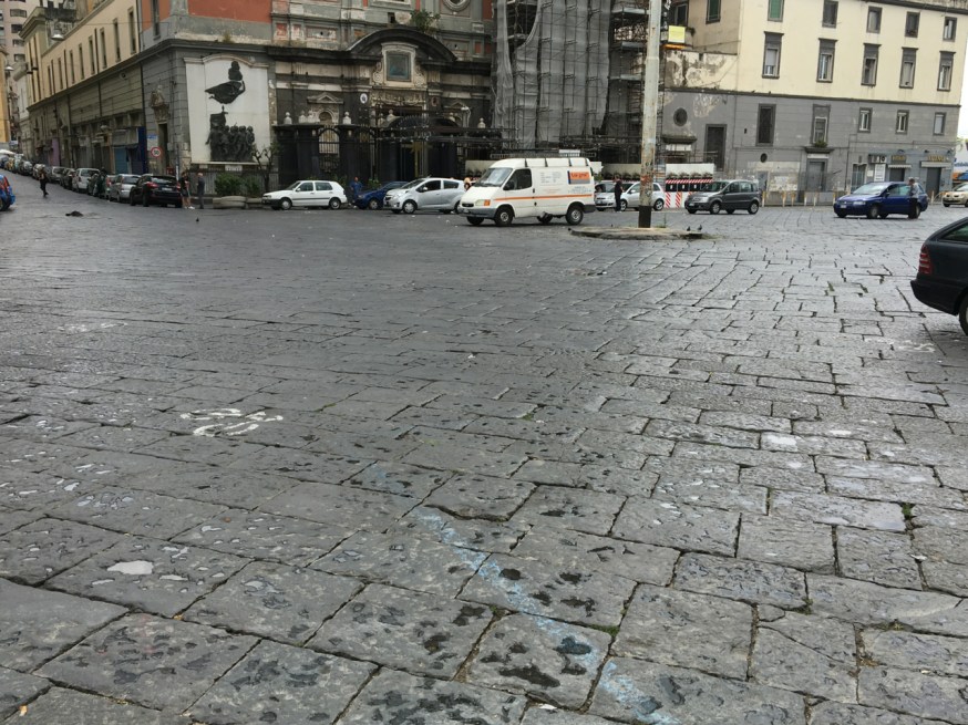 The Piazza in front of the Church of Santa Maria del Carmine in Naples, Italy