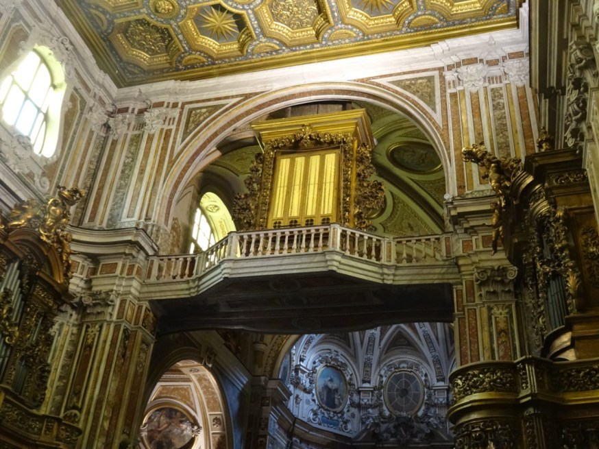 Inside the Basilica Santuario Carmine Maggiore (San Carmine) in Naples, Italy