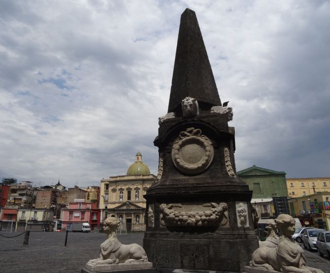 Piazza del Mercato in Naples, Italy - there are signs that great things have happened here but not many