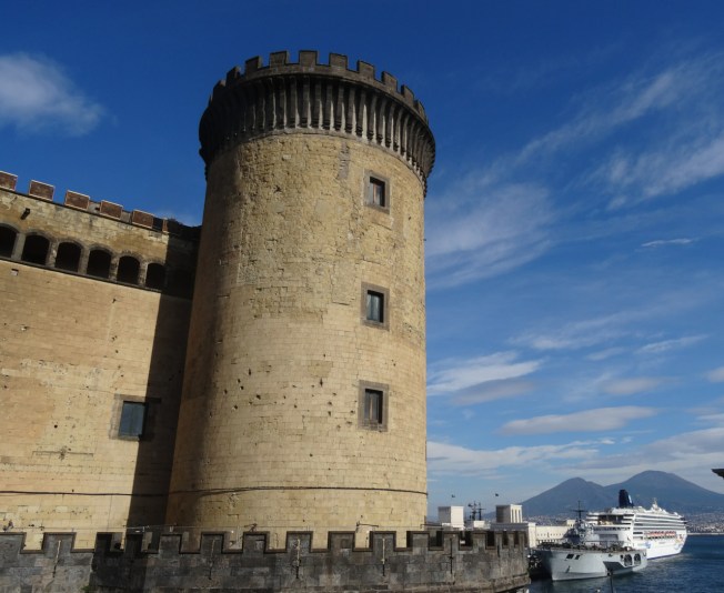 Castel Nuovo, the Bay of Naples and Vesuvius