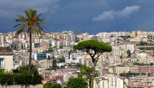 View from one high ridge to another in Naples, Italy