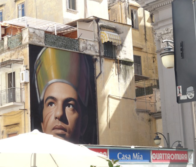 A mural of San Gennaro near the cathedral in Naples, Italy